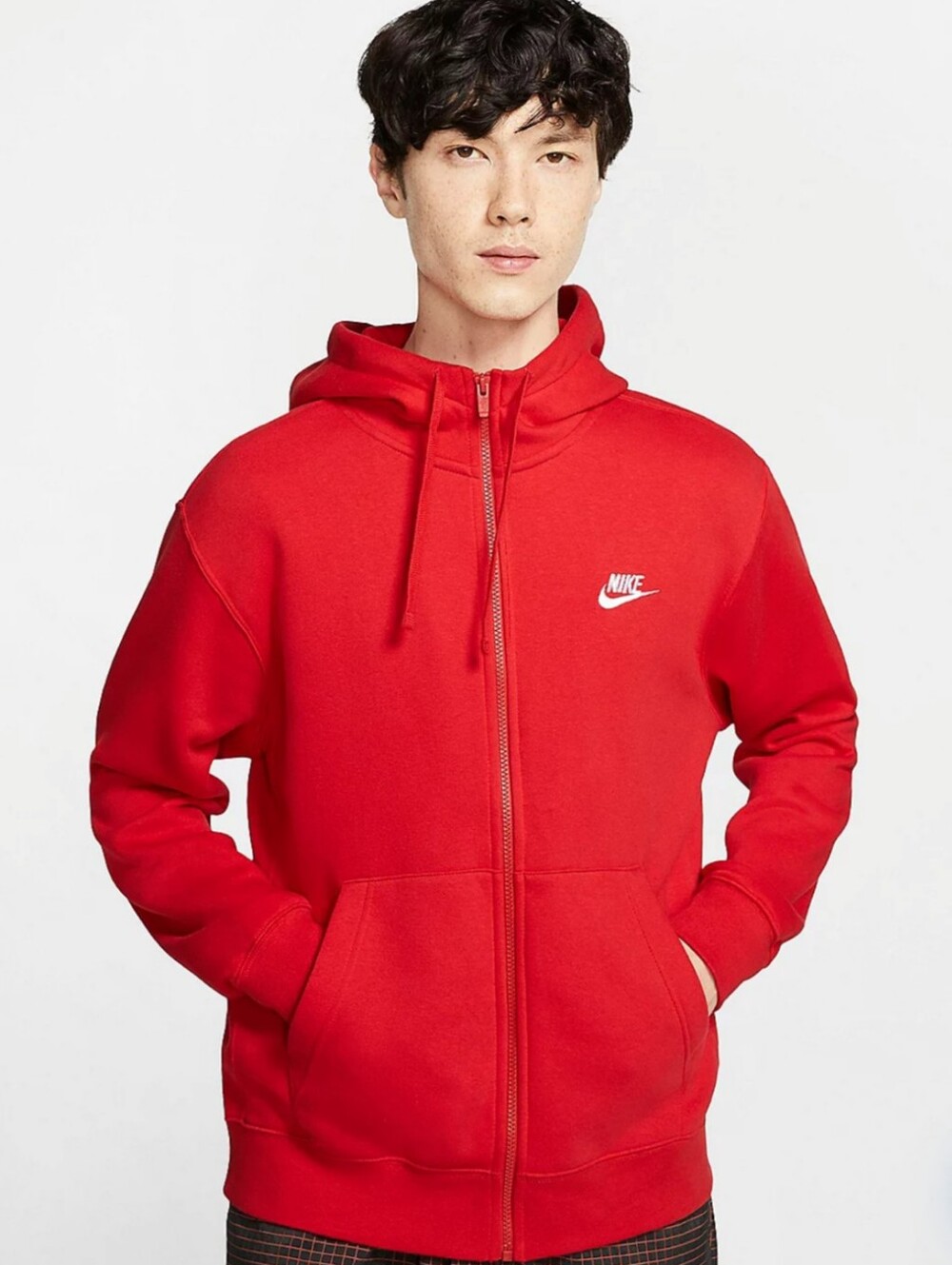 Nike Red Zip-Up Hoodie with White Logo